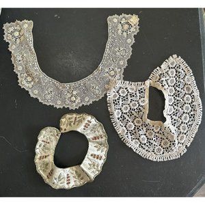Vintage Collars Lace Mesh Satin Embroidered Set of 3 Baar and Beards